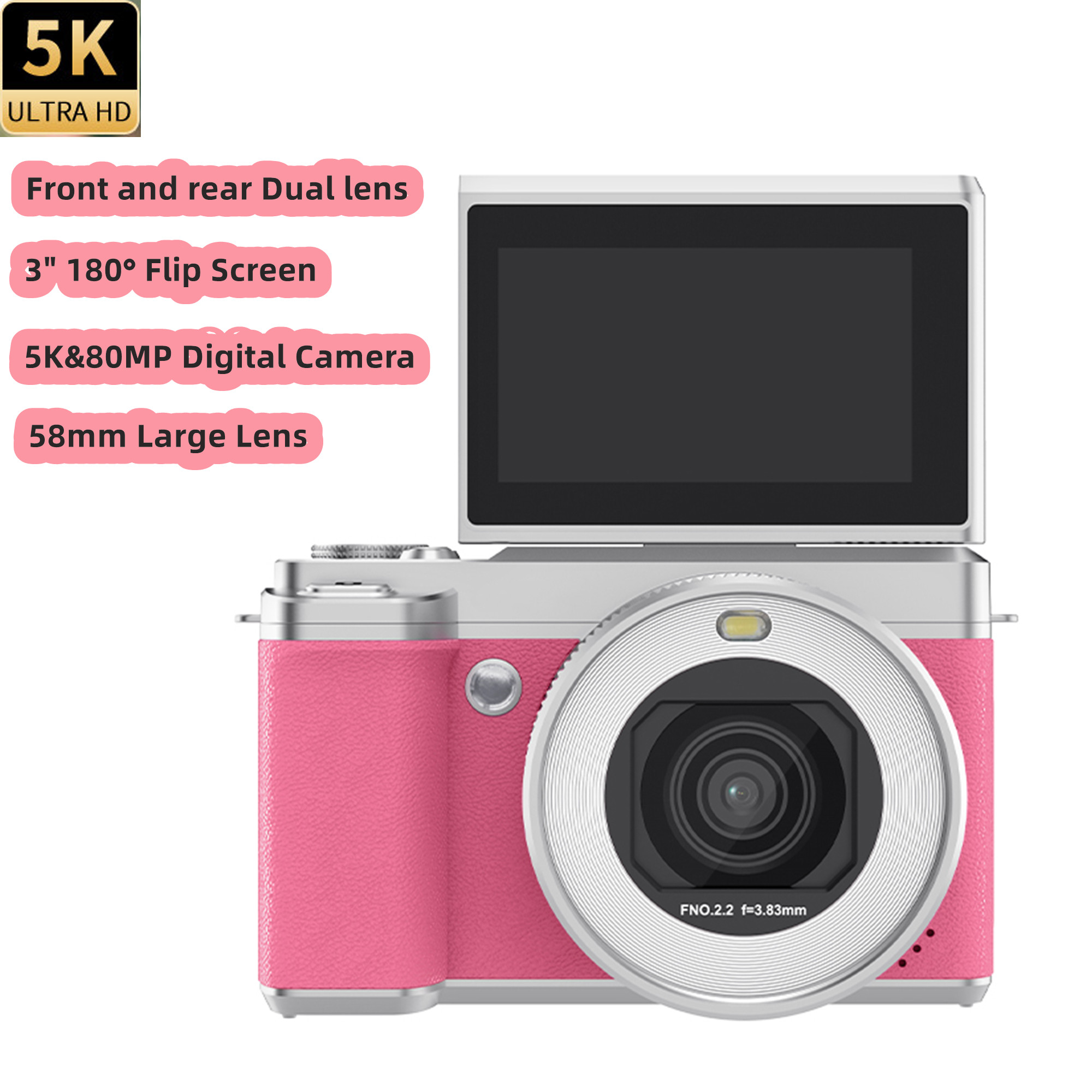 Photography Nature Images - กล้องถ่ายภาพดิจิตอลขนาดกะทัดรัดเลนส์คู่ 5K 18X ซูมดิจิตอล Vintage Vlogging